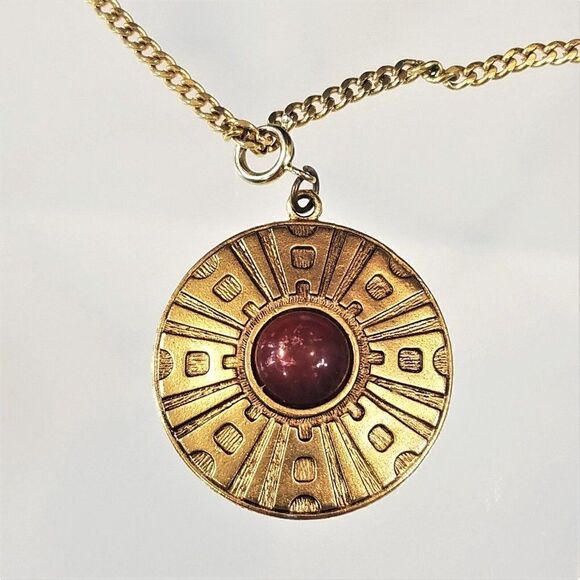 Vintage 1978 Sarah Coventry Safari Medallion Necklace Detachable Pendant - Picture 6 of 9